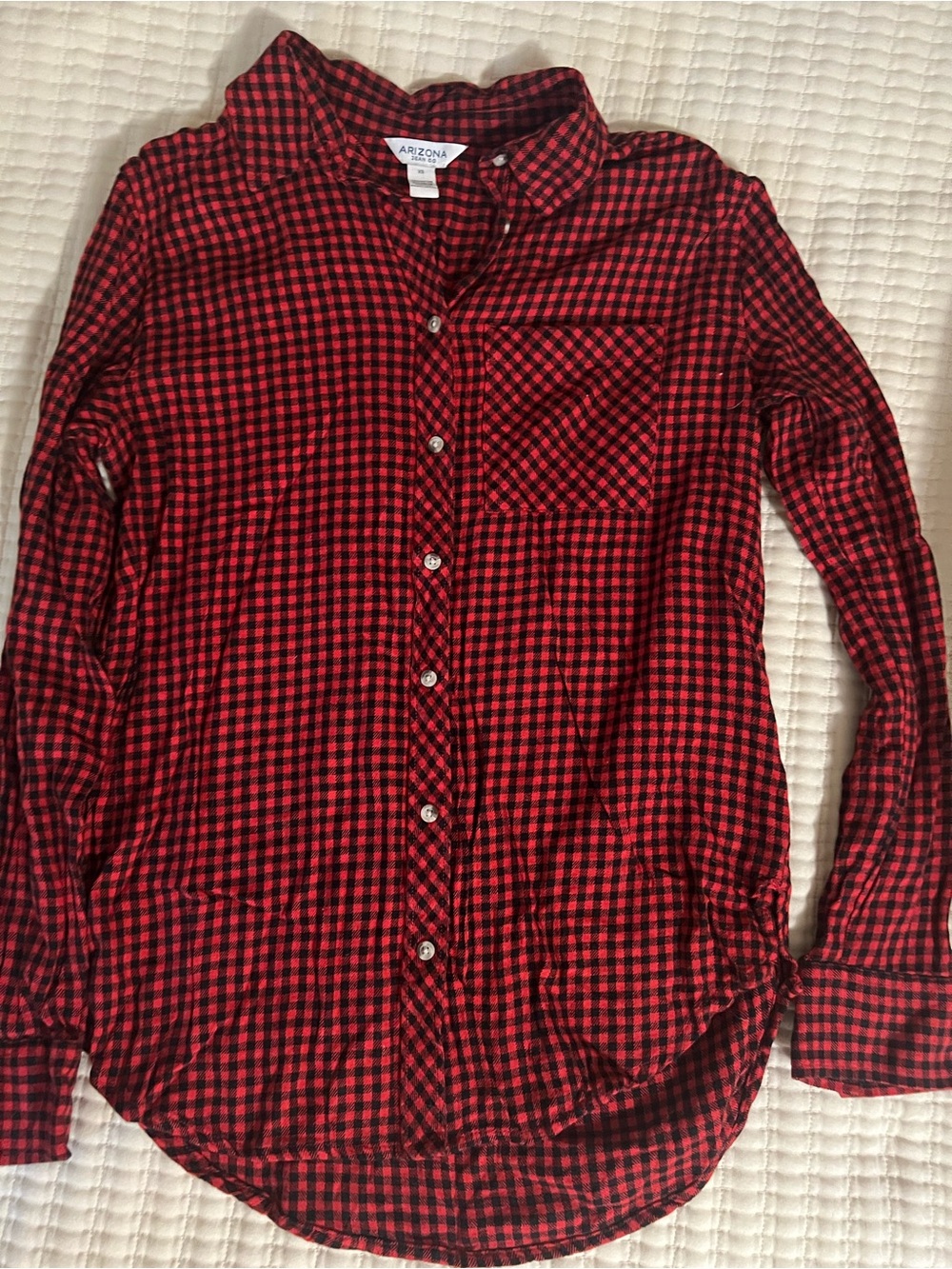 Arizona button down top blouse women buffalo plaid XS